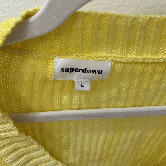 NEW Superdown Yellow Tie Dye Cropped Sweater - Picture 6 of 9